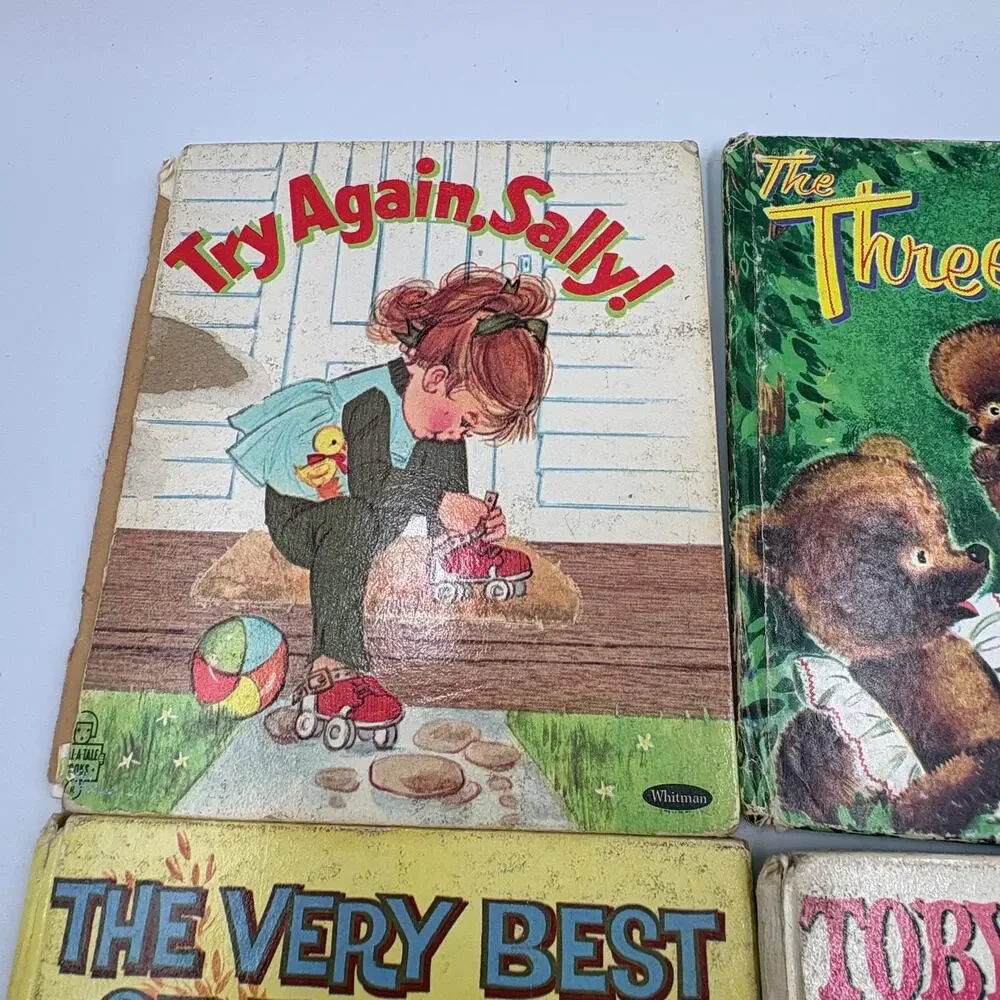 Vintage Lot 5 Whitman Children's Books The Three Bears Try Again Sally Animals